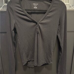 American Eagle Outfitters Black Long Sleeve Top